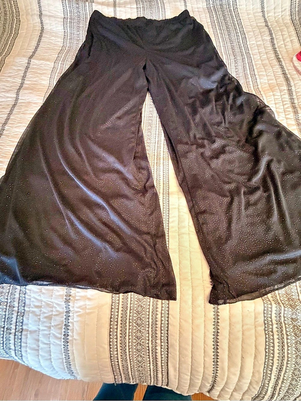 MSK Glitter Pull-On Wide-Leg Pants Women's Wide Leg Black see measurements in ph